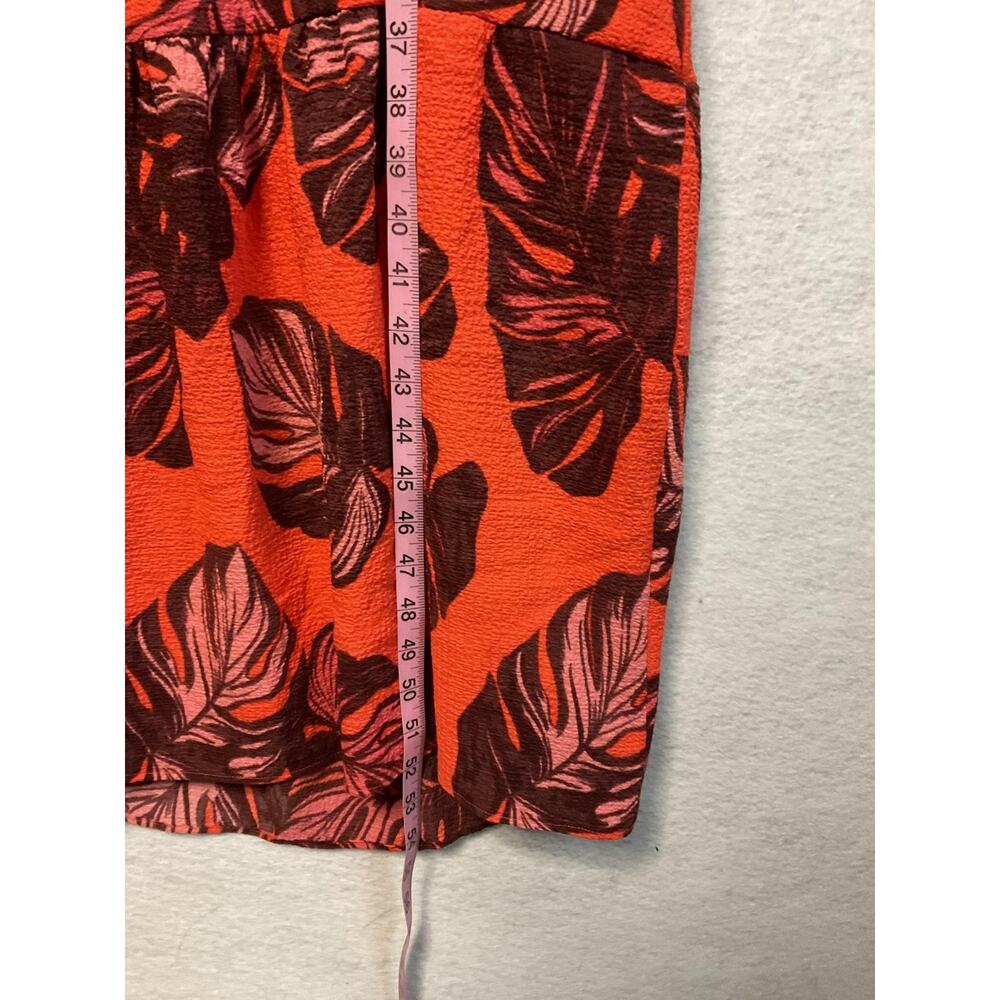 Sofia Jeans Dress Womens 3XL Orange Tropical Palm Print Ruffle Maxi Off Shoulder - Picture 3 of 11